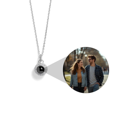 Petstom™ Personalized Pavé Circle Photo Necklace