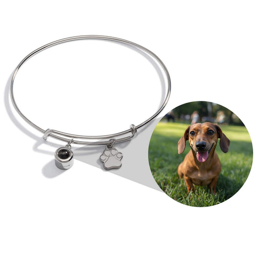 Petstom™ Personalized Photo Bangle with Paw Charm